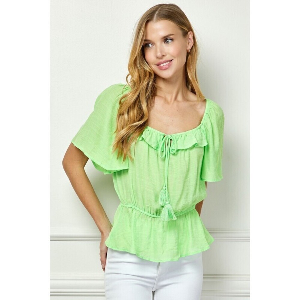 T5075114LS LG Lily Star Flutter Sleeve Peplum Top Various Sizes